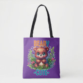 Tote Bag Béary Mignonne. Caricature de Teddy Bear souriante (Devant)