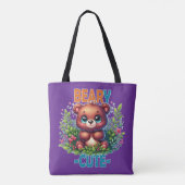 Tote Bag Béary Mignonne. Caricature de Teddy Bear souriante (Dos)