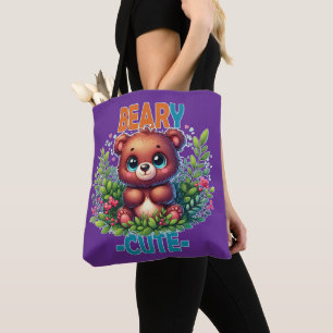 Tote Bag Béary Mignonne. Caricature de Teddy Bear souriante