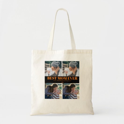 Tote Bag Beat Mom Ever Custom 4 photo Collage (Devant)