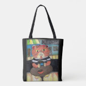 Tote Bag Beat Poet Café Chat Folk Art (Dos)