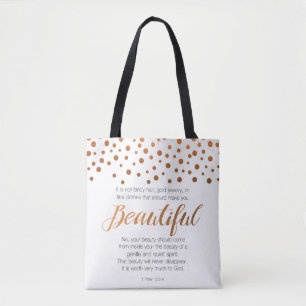 Tote Bag Beau, 1 vers d'écriture sainte de Peter 3