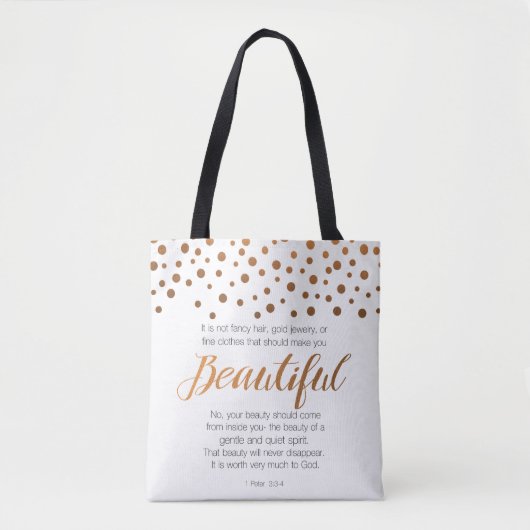 Tote Bag Beau, 1 vers d'écriture sainte de Peter 3 (Devant)