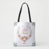 Tote Bag Beau Aïd Moubarak |Fleurs Ramadan Avec Lampe (Devant)