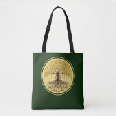 Tote Bag Beau arbre de vie jaune vert Banyan (Devant)