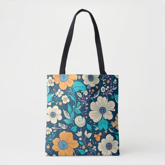 Tote Bag Beau Beau Floral Et Motif Sans Faille (Devant)