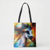 Tote Bag Beau blanc gris d'art abstrait de cheval équin (Devant)