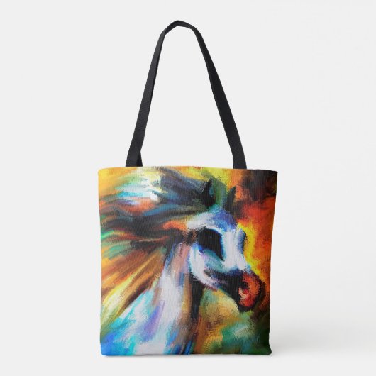 Tote Bag Beau blanc gris d'art abstrait de cheval équin (Dos)