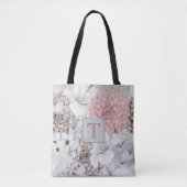 Tote Bag Beau Boho Fleurs Modernes Monogramme (Devant)