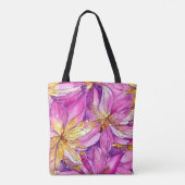 Tote Bag Beau Boho rose et or motif floral (Dos)