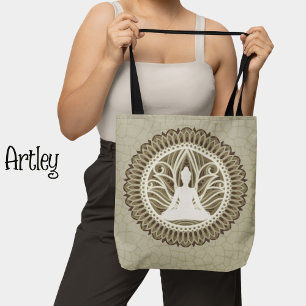 Tote Bag Beau Bouddha Brown Mandala Monochromatique