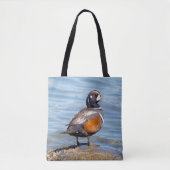Tote Bag Beau canard arlequin sur le rocher (Devant)