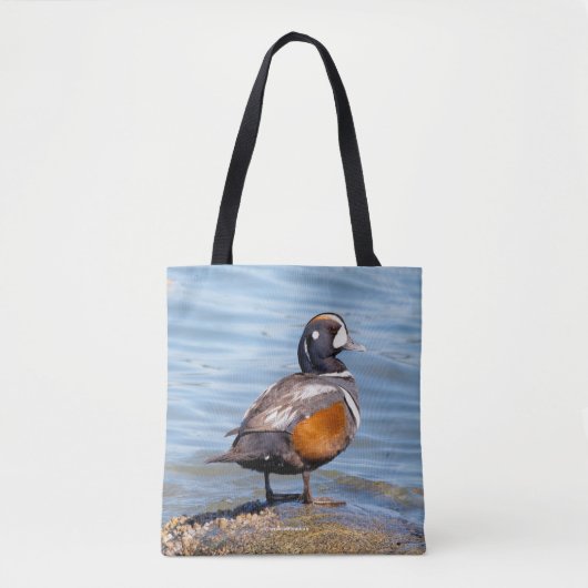 Tote Bag Beau canard arlequin sur le rocher (Devant)