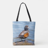 Tote Bag Beau canard arlequin sur le rocher (Dos)
