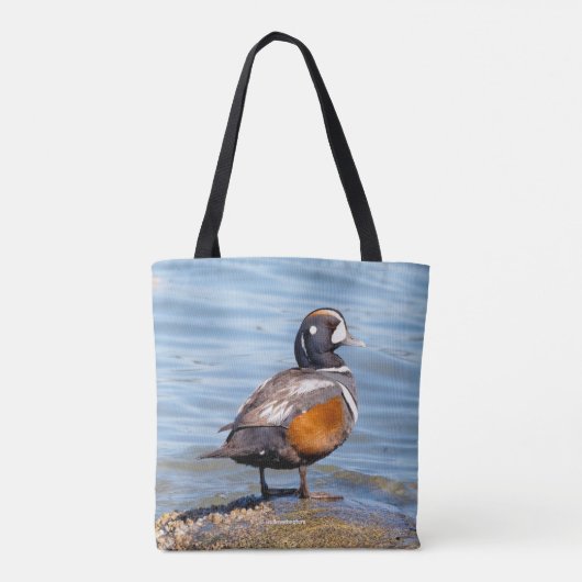 Tote Bag Beau canard arlequin sur le rocher (Dos)