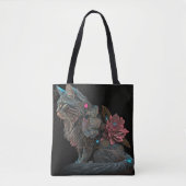 Tote Bag Beau chat steampunk avec fleurs roses (Devant)