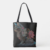 Tote Bag Beau chat steampunk avec fleurs roses (Dos)