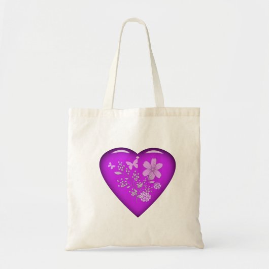 Tote Bag Beau Coeur Floral De Verre (Devant)