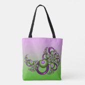Tote Bag Beau Coeurs verts roses Moderne Abstrait Fractal (Dos)