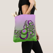 Tote Bag Beau Coeurs verts roses Moderne Abstrait Fractal (De près)