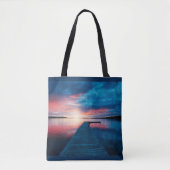 Tote Bag Beau coucher de soleil sur un lac de Calme (Devant)