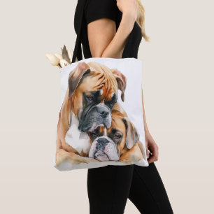 TOTE BAG BEAU COULEUR D'EAU CHIENS BROWN BOXER