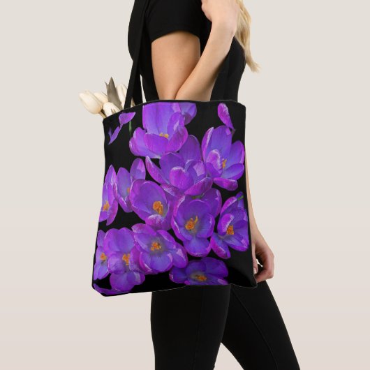 Tote Bag Beau Crocus de printemps violet Floral (De près)