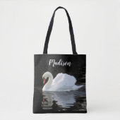 Tote Bag Beau cygne blanc muet, réflexions, ton nom (Devant)