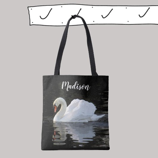 Tote Bag Beau cygne blanc muet, réflexions, ton nom