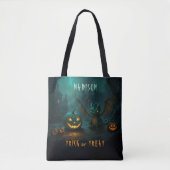 Tote Bag Beau Dragon d'Halloween avec Citrouilles effrayant (Devant)