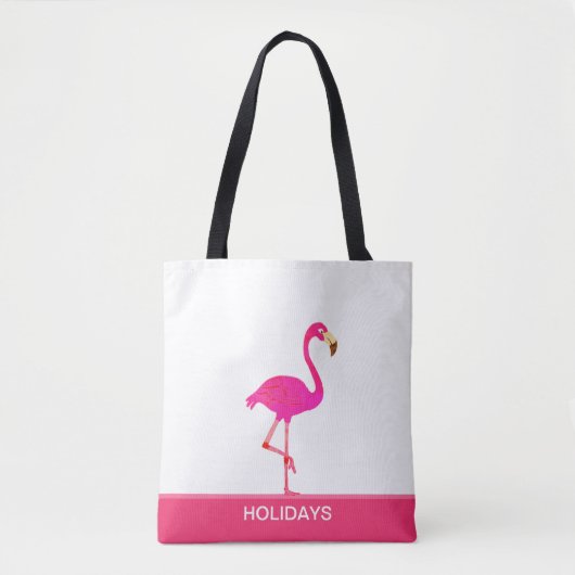 Tote Bag Beau Flamant Rose et Blanc (Devant)