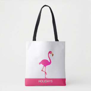 Tote Bag Beau Flamant rose rose et blanc