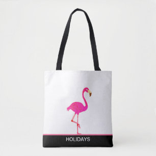 Tote Bag Beau Flamant sur Fond Noir et Blanc
