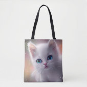 Tote Bag Beau Imaginaire blanc Fluffy Chat (Devant)