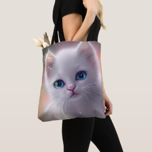 Tote Bag Beau Imaginaire blanc Fluffy Chat