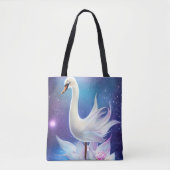 Tote Bag Beau Imaginaire cygne blanc avec fleurs (Devant)