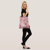 Tote Bag Beau jardin fleuri rose (Sur le modèle)