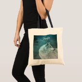 Tote Bag Beau loup gris dans une forêt foncée (Devant (produit))