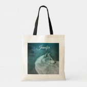 Tote Bag Beau loup gris dans une forêt foncée (Dos)