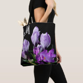 Tote Bag beau M monogramme joli fleurs de crocus pourpre (De près)