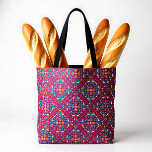 Tote Bag 🤩 Beau marron et Azulejos turquoise,  