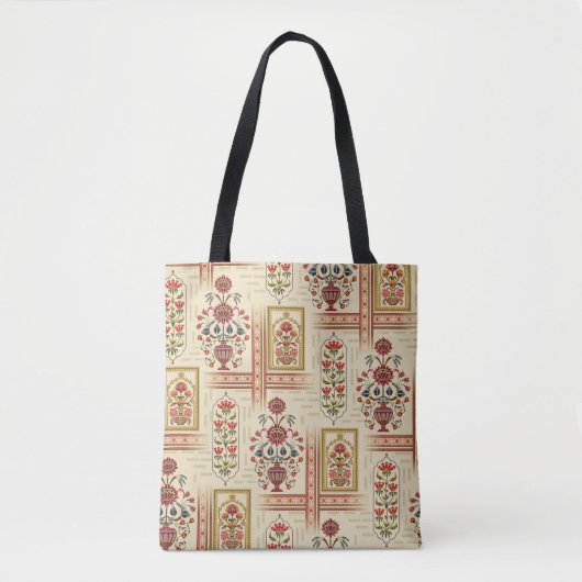 Tote Bag Beau motif de fleur moghole sans couture avec moti (Devant)