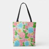 Tote Bag Beau Motif de fleurs colorées (Dos)