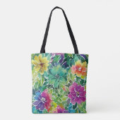 Tote Bag Beau Motif de fleurs d'aquarelle (Dos)