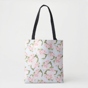 Tote Bag Beau motif de rose avec le pois bleu