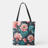Tote Bag Beau motif floral rose (Dos)