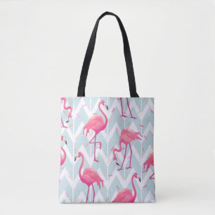 Tote Bag Beau motif tropical transparent avec flamme rose