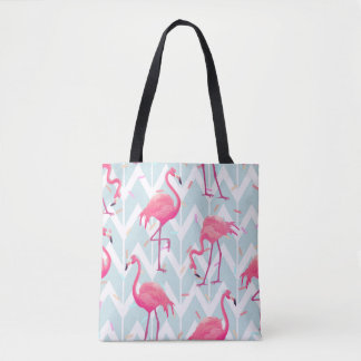 Tote Bag Beau motif tropical transparent avec flamme rose
