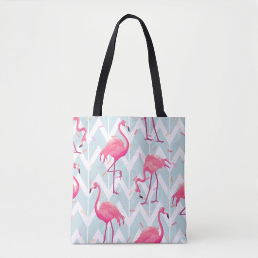 Tote Bag Beau motif tropical transparent avec flamme rose (Devant)