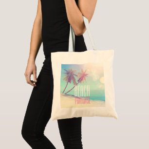 Tote Bag Beau Pastel Beach Paradise Palmier Rétro